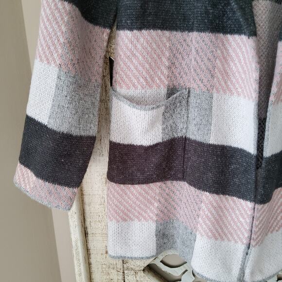 By Design Women's Open Front Collar Pocket Sweater Cardigan Dusty Pink Gray - Picture 4 of 6